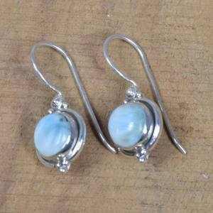 ต่างหู925พลอยลาริมาร์สไตล์โบฮีเมียนต่างหูแบบห้อยสำหรับงานแต่งงานของเด็กผู้หญิง - Product Image 1