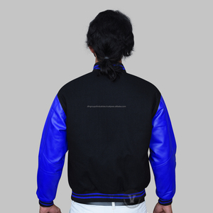 Veste de baseball universitaire personnalisée de haute qualité pour hommes avec manches en cuir Décoration de poche style course à pied - Product Image 3