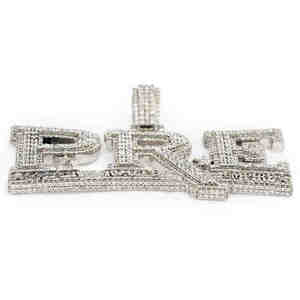 Collar con colgante de logotipo inicial de diamante con placa grande, joyería de Hip Hop de moissanita brillante personalizada para hombres, chapado en rodio - Product Image 2