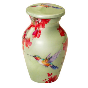 Urna Conmemorativa Estilo Americano con Colibrí en la Naturaleza, Acabado de Alto Brillo, Capacidad de 100 Pulgadas Cúbicas - Product Image 1