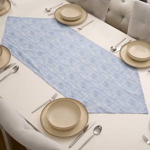 Camino de Mesa de Lujo de 40x140cm, de Lino y Algodón Azul, con Estampado Floral, Tejido a Crochet, con Esquinas Triangulares, para Uso Doméstico - Product Image 2