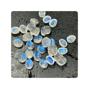 AAA grado Natural azul fuego indio Arco Iris piedra lunar cabujón 7x9mm forma ovalada transparente llamativo piedra lunar piedra preciosa - Product Image 6