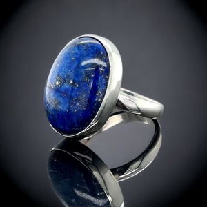 Mehrajudin Gems <b>Lapis</b> <b>Lazuli</b> Sterling Silver Simple Engagement Promise <b>Ring</b> Bezel Setting Third Party Appraisal Small Size - Product Image 1