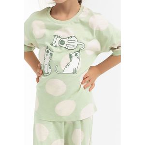 Set pigiama ragazze Rolypoly gatti Aqua Green