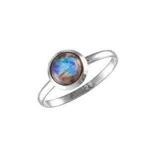 Anillo de eternidad de Plata de Ley 925 para mujer Cabochon Labradorite Bezel Setting - Product Image 2