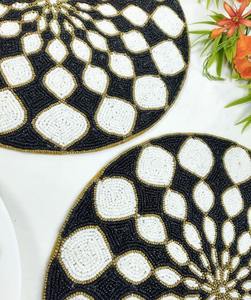 Luxury <b>Beaded</b> <b>Placemat</b> Gold Cloth Western Embroidered PVC Lace Laser Cut Felt Coffee Custom <b>Placemats</b> Round Jute Tablemats - Product Image 5