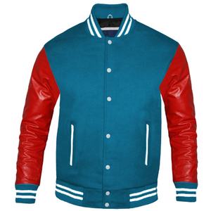 Chaqueta Universitaria Personalizada Unisex de Béisbol Roja y Negra, Chaqueta de Invierno de Lana con Cuello Alto y Logotipo Frontal Ecológico - Product Image 1
