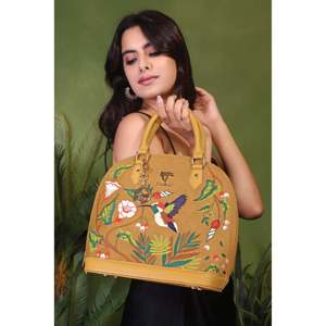 Luxury Vegan Leather Embroidered Bowling Bag with Zipper Closure for Women Casual Style Two Handles 2-2.9L Capacity - Product Image 2