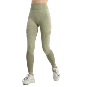 Medias de yoga transpirables de cintura alta elástica para mujer, servicio OEM, mallas ajustadas, pantalones push-up, ropa deportiva para gimnasio, mallas sin costuras - Product Image 2
