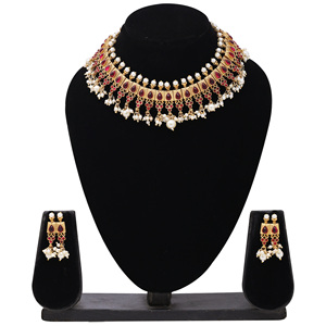 Conjunto de collares chapados en mate antiguo, joyería de Festival, joyería tradicional del sur de la India, conjunto de joyería de moda Chapado Mate Antiguo - Product Image 1