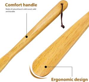 แตรรองเท้าไม้2ชิ้น-ช้อนรองเท้า15.5in และ6.2in สำหรับรองเท้าและรองเท้าเขาจับยาวและสั้นสำหรับผู้สูงอายุ - Product Image 3