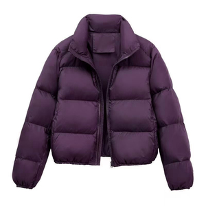 <b>Women</b> 2025 Winter Padded <b>Short</b> Coat Wear Zipper <b>Jacket</b> Stand Collar Warm Lady Solid Color Outwear Puffer Casual Quilted <b>Jacket</b> - Product Image 1