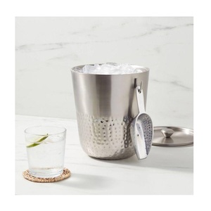 Double Wall <b>Ice</b> <b>Bucket</b> Insulated <b>Ice</b> <b>Bucket</b> With Lid Hammered Design Stainless Steel <b>Ice</b> <b>Bucket</b> - Product Image 5