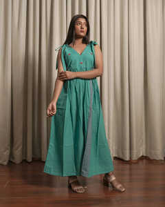 À la mode 100% coton Maxi robe pour femmes motif solide pour Beach Party anniversaire tenues d'été-Vente en gros - Product Image 4