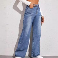 Pantalones Vaqueros de Spandex/Poliéster 2025 de Alta Calidad, Nuevos, Transpirables, Ecológicos, Personalizados para Mujer, Elegantes, Bonitos, Rectos, con Diseño 3D en Color