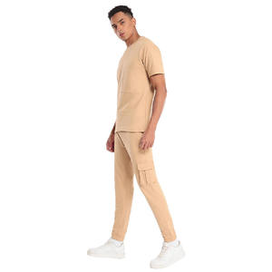 Camiseta transpirable de algodón 100% para hombre de color tostado hecha a medida con pantalones informales conjunto a la venta de SPORTAR Int - Product Image 1