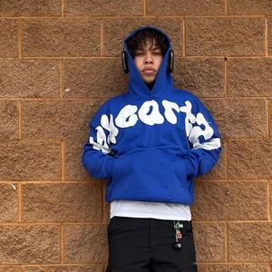 Sudadera con capucha de forro polar ecológico de 400 g/m² para hombre, corte regular, con bordado desgastado y letras, personalizada, para invierno, venta al por mayor - Product Image 3