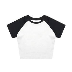 T-shirt à manches courtes 100% coton pour enfants de haute qualité T-shirts courts haut en coton uni haut court surdimensionné pour enfants - Product Image 4