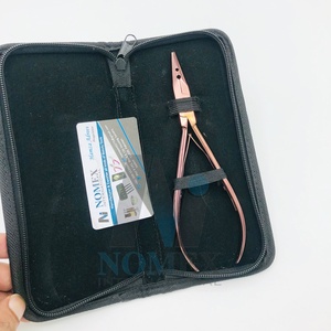 Pince à micro-perles en acier inoxydable de qualité chirurgicale solide 2 trous outil d'extension de cheveux professionnel multifonctionnel couleur or rose - Product Image 5