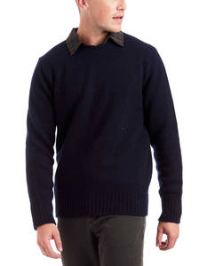 เสื้อสเวตเตอร์ไนลอนขนแกะสำหรับผู้ชายเสื้อสเวตเตอร์คอกลมสีล้วนแบบ80%/20% - Product Image 5