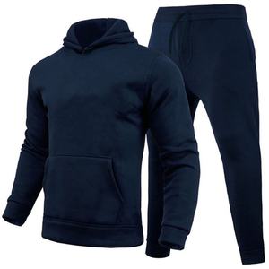 Ensemble de sweats à capuche pour hommes en coton 100% de haute qualité, couleur unie, hiver, broderie de logo personnalisée, survêtements en gros - Product Image 5