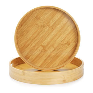 Nordic style round wooden <b>drinks</b> serving <b>trays</b> with handles bamboo bar <b>trays</b> from Vietnam manufacturer - Product Image 1