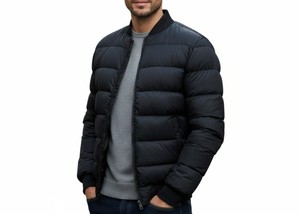 <b>Men</b>’s Ribbed Collar <b>Lightweight</b> Quilted Bomber <b>Jacket</b> <b>Casual</b> Winter Warm Zip Up Outerwear Custom Wholesale Manufacturer - Product Image 2
