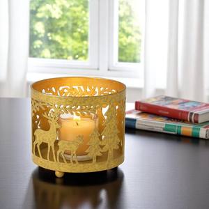 Bougeoir votif découpé au laser en métal feuille d'or fabriqué à la main pour les décorations de maison et d'événement de Pâques et la décoration de Noël - Product Image 4