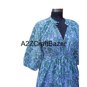 Robe mi-longue florale vintage coréenne Himanshi, coton écologique respirant, coupe confortable, facile à assortir, à porter au quotidien, différentes tailles - Product Image 5