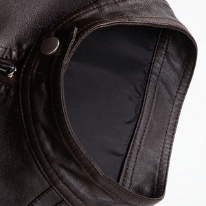 Veste de moto pour homme en cuir véritable de haute qualité, écologique, imperméable, coupe-vent, col montant, épaisse, service OEM - Product Image 3