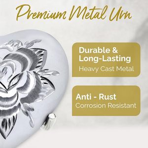 Urna Metálica Pequeña Hecha A Mano en Forma de Corazón Diseño Moderno de Rosa y Corazón para Cenizas Humanas-Urna Funeral de Rosa para Adultos Femeninos y Masculinos - Product Image 2