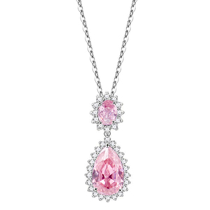 Collane Vintage alla moda con zircone blu acqua e diamanti rodiati e oro rosa disegno geometrico 16 "+ 3" per fidanzamento - Product Image 4