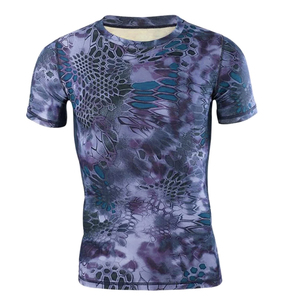 เสื้อยืดแขนสั้นพิมพ์ลายพรางสำหรับผู้ชายทรงเข้ารูปแห้งเร็วคอกลมเสื้อลำลอง - Product Image 5