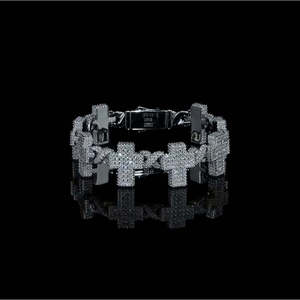 SHREYA DIAM Cross <b>Infinity</b> Moissanite Hiphop Wedding Christian 925 Silver Micro Pave Brilliant Cut Unisex Luxury Chain <b>Bracelet</b> - Product Image 5
