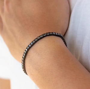 Bracelet en diamant Moissanite noir Tennis 3 MM Cadeau de tennis Moissanite noir pour elle Bracelet personnalisé de 7.1 pouces - Product Image 2