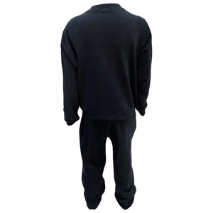 Ensemble de survêtement noir pour homme Sweat-shirt deux pièces à col rond et pantalon de jogging avec logo personnalisé Tenue de sport en polaire OEM vente en gros - Product Image 2