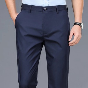 Pantalon de travail décontracté pour hommes, couleur marine, noir, taille moyenne en coton, plat, séchage rapide, extensible pour les sports du printemps et de l'automne - Product Image 3