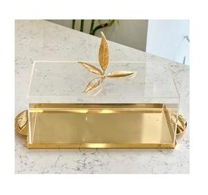 Plateau de service à gâteaux en aluminium couleur or avec dôme en verre Plateau de forme ronde de la plus haute qualité avec dôme - Product Image 5