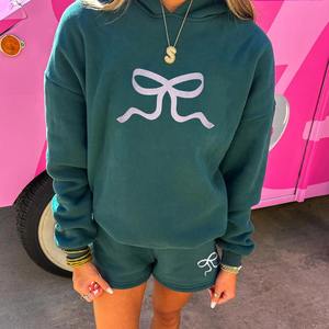 Conjunto Deportivo de 2 Piezas para Mujer, Modelo 2025, Sudadera Holgada con Capucha y Pantalones Cortos Anchos Tipo Jogger - Product Image 5