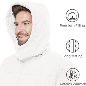 Chaquetas acolchadas para hombre, servicio OEM, color blanco, ajustadas, con cremallera, manga larga, relleno de algodón, ropa de moda, Abrigo acolchado para hombre - Product Image 5