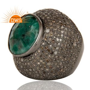 ต่างหูเม็ดเดี่ยวเพชรธรรมชาติและมรกตสีเงินขายดีเครื่องประดับที่กำหนดเองสำหรับผู้หญิงของขวัญสำหรับผู้หญิงสำหรับเธอ - Product Image 4