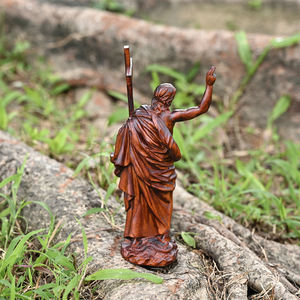 Sculpture en bois de Jésus ressuscité, statue sculptée du Christ ressuscité dynamique pour les expositions de Pâques et les collections d'art sacré - Product Image 4