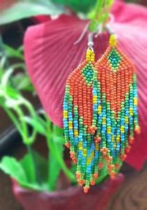 Pendientes Largos de Alta Calidad, Ligeros, Hechos a Mano, con Cuentas de Semillas, Estilo Floral, Bordado de Poliéster Intrincado, para Mujer - Product Image 2