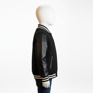 แจ็คเก็ตสีดำสำหรับผู้ชายแจ็กเก็ตทีมตัวแทนมหาวิทยาลัยเลตเทอร์แมนแขนหนัง - Product Image 6