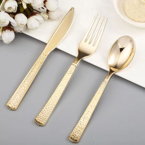 Juego de Cubiertos de Metal Color Dorado con Acabado Espejo para Cocina, Bodas, Fiestas, Suministros para Mesa a Bajo Precio - Product Image 1