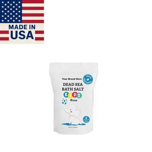 Etiqueta privada 4 libras. Paquete a granel de sal del Mar Muerto de grano fino, baño de rosas para niños, ingrediente Mineral de uso corporal Natural resellable - Product Image 1