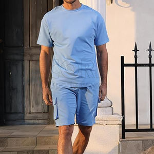 Nuevo conjunto corto personalizado de alta calidad para hombre, camiseta transpirable de verano, conjuntos de prendas de vestir exteriores de 2 piezas, pantalones cortos de estilo Cargo - Product Image 3
