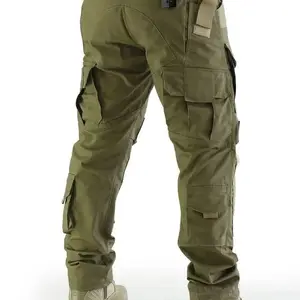 Men's <b>Pants</b> Washed <b>Waterproof</b> <b>Pants</b> Tactical Olive Hiking Multi Pockets <b>Cargoes</b> <b>Pant</b> Trousers - Product Image 1