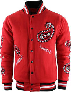 Veste universitaire en toile pour hommes OEM, col montant respirant avec broderie fantaisie, vêtements de mode américains tendance personnalisés - Product Image 1