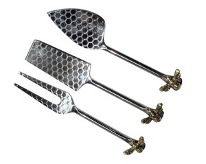 Juego de cuchillos de queso de 3 piezas de acero inoxidable con patrón de Peine de miel de alta calidad a precio mayorista - Product Image 6